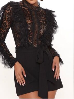 Fashion Nova Black Lace In My Shadow Short
Romper Sz: Medium